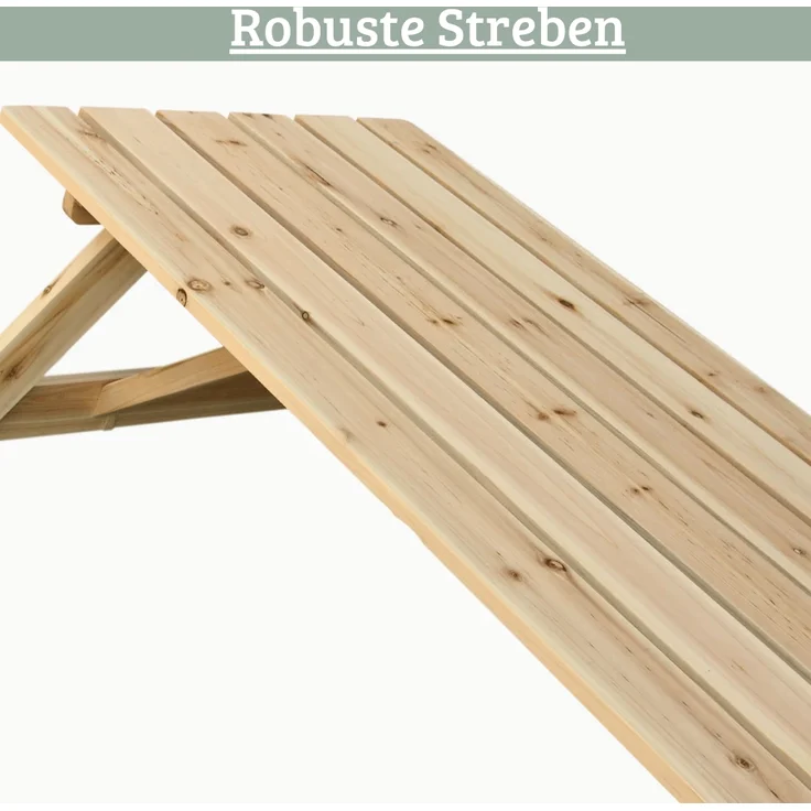Outdoor Picknicktisch KLEIS - 140cm, Massives Tannenholz, Faltbare Sitze | Picknickbank Sitzgruppe Aussen Bank Sitzbank Gartenbank – Bild 4