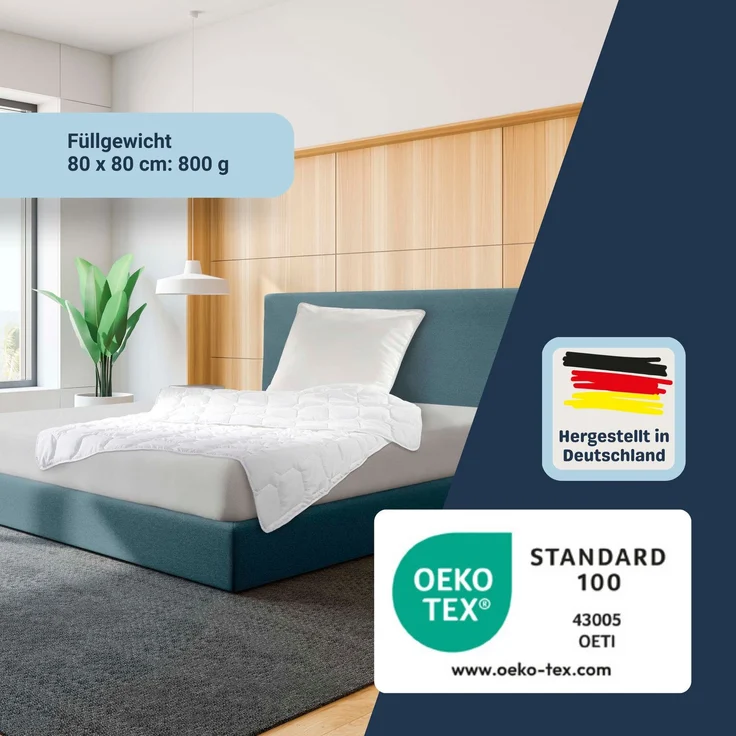 Traumhaft gut schlafen Softline - Steppbett, verschiedene Wärmestufen, Allergikergeeignet, Ausführung: Kissen, Größe: 080 x 080 cm – Bild 5