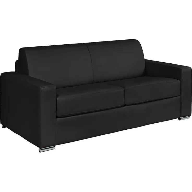 Vente-unique - CALITO Sofa Leder Schwarz - B 223 cm94 cm x H 85 cm x L 216 cm – Bild 3