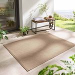 TaraCarpet Teppich Regina Teppich aus robustem Flachgewebe für In und Outdoor, rund, Höhe: 7 mm, Küche Wohnzimmer Terrasse Garten Balkon uni beige 120X120