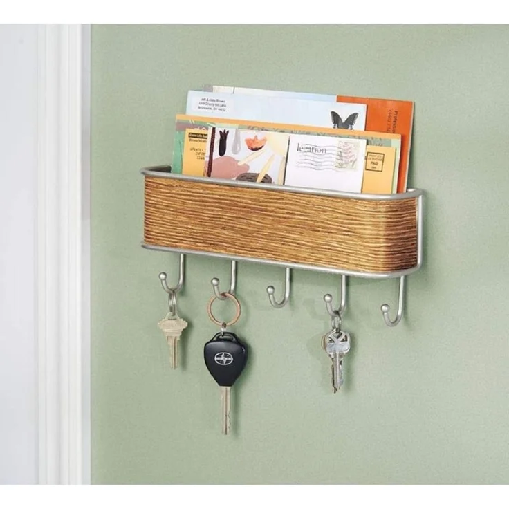mDesign Schlüsselbrett Ablage Schlüsselboard Organizer Aufbewahrung Metall Holz – Bild 3