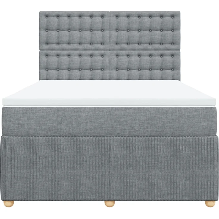 vidaXL Boxspringbett mit Matratze Hellgrau 140x200 cm Stoff 3294393 – Bild 6