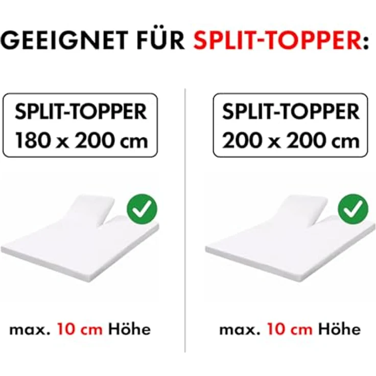 Jacobson Jersey Spannbettlaken Baumwolle Bettlaken (Split-Topper 180x200-200x200 cm, Weiss) – Bild 2