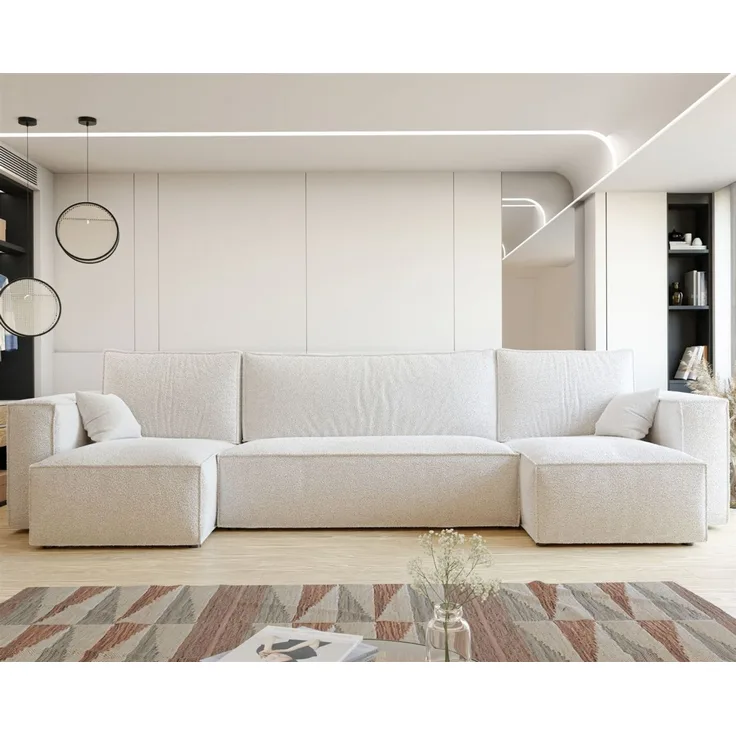 Wohnlandschaft Sofa mit Schlaffunktion ADARA in Stoff Centaur Creme