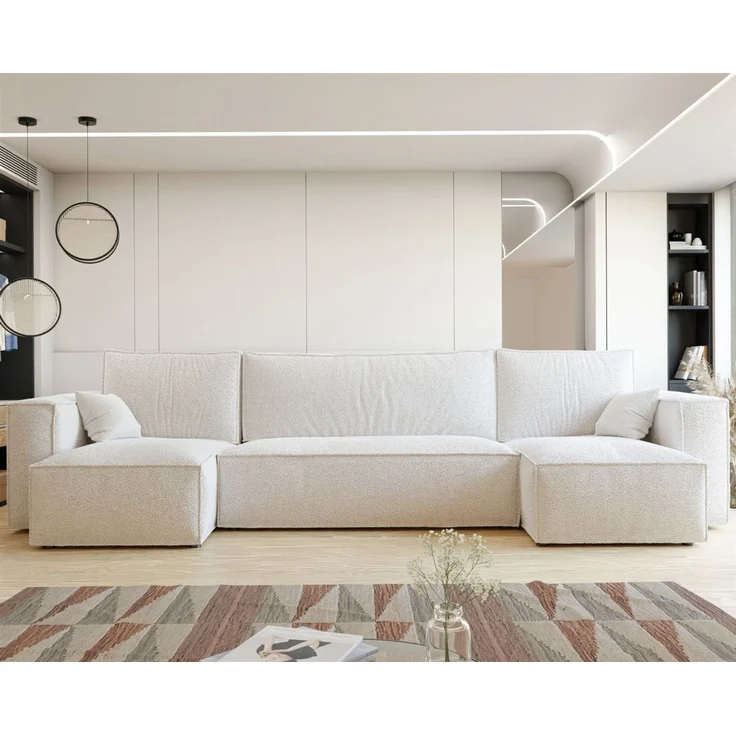 Wohnlandschaft Sofa mit Schlaffunktion ADARA in Stoff Centaur Creme – Bild 1