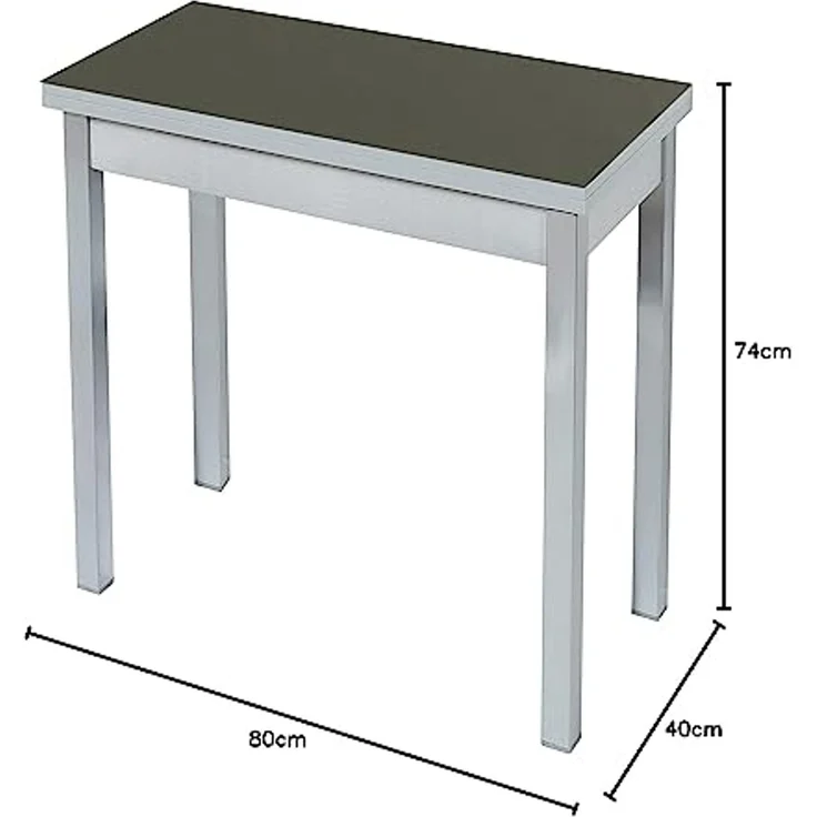 ASTIMESA Buchart Küchentisch, Metall, Graphit, 80x40 cm bis 80x80 cm – Bild 2