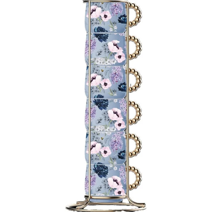 BIALETTI Espressotasse Mokkatasse Set 6 Tassen mit Ständer Bridgerton BRID003 – Bild 5