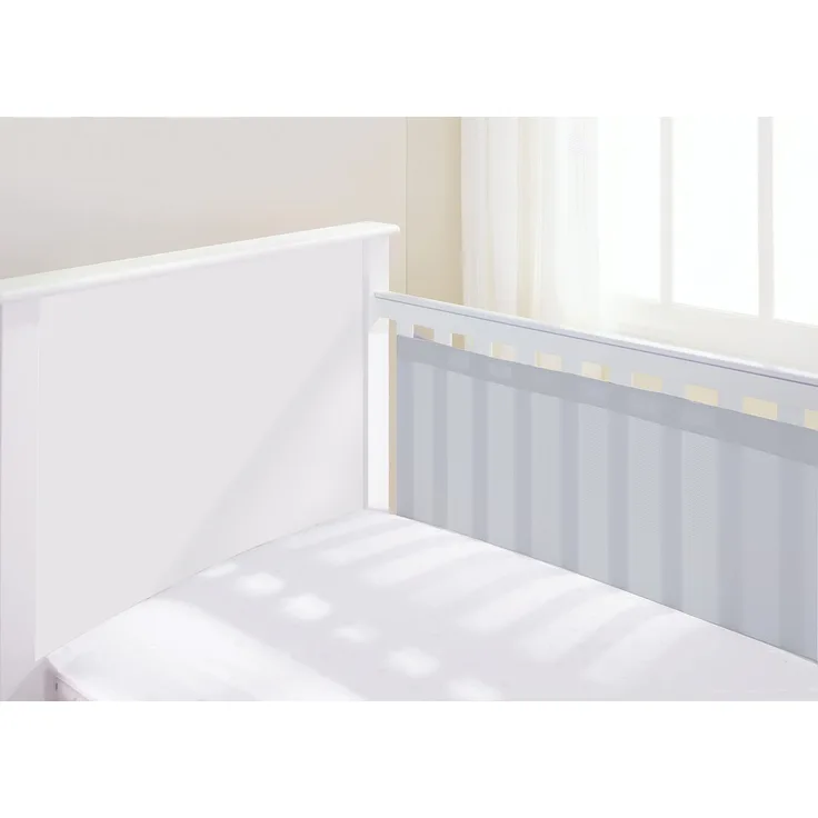 AirflowBaby Essential 2 mm atmungsaktives Netzfutter für Kinderbetten mit 120x60 cm oder 140x70 cm Matratze, grau, 35 cm hoch, 2 Seiten, nicht gepolstert, einlagige Bettumrandung,