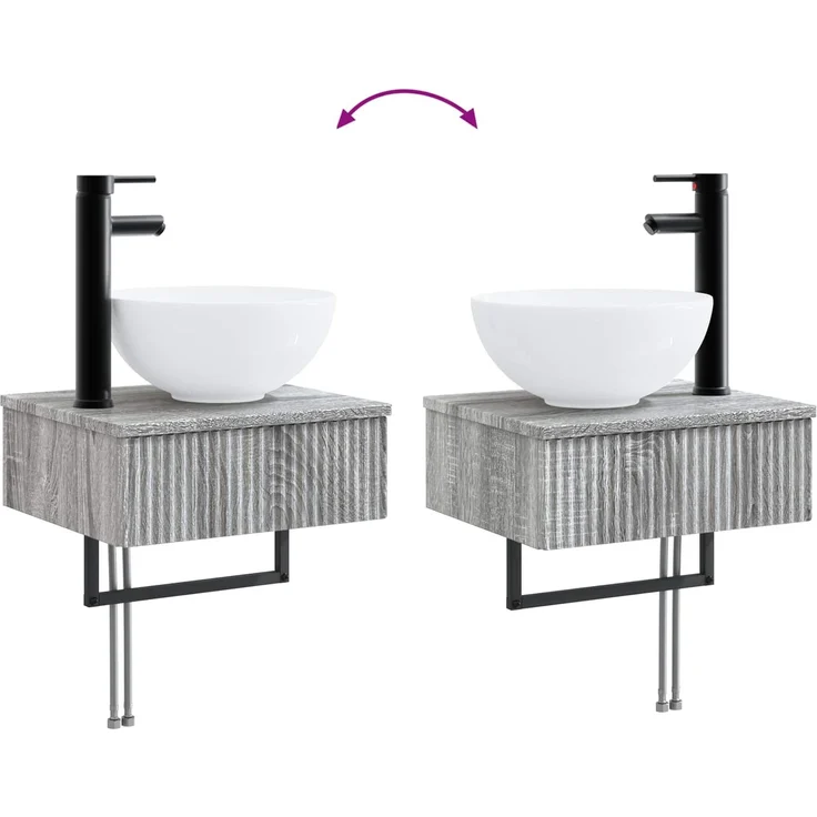 vidaXL Badezimmerschrank-Set 5 stk. Grau Sonoma 33 x 34,5 x 160 cm 3406009 – Bild 10