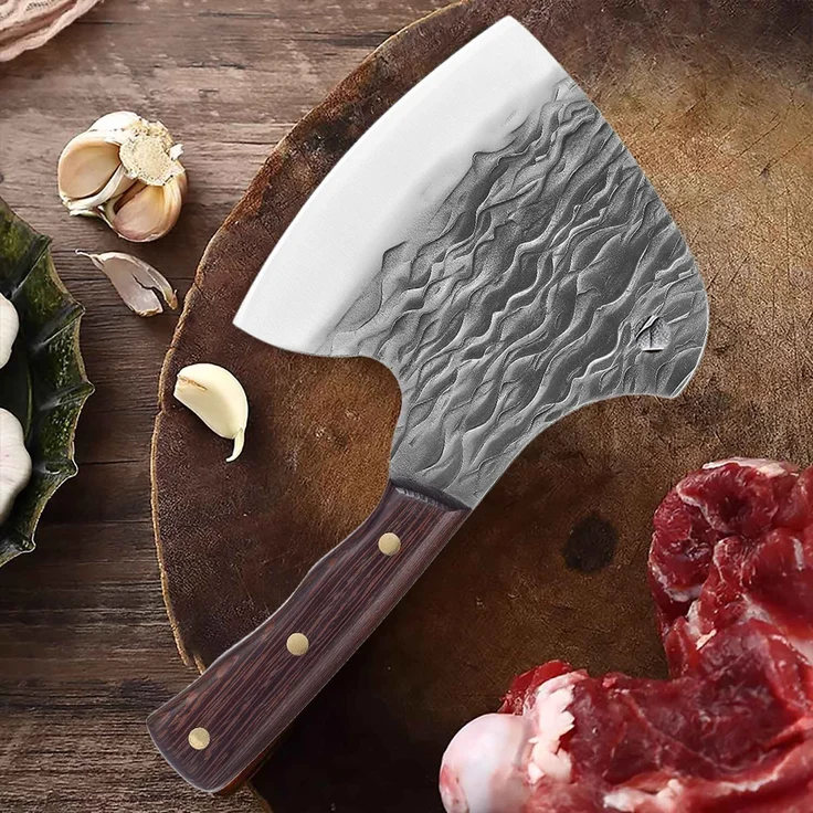 Schwer geschmiedetes Metzgermesser das etwas andere Hackbeil und Knochenmesser Kohlenstoffstahl – Bild 4