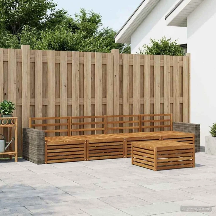 vidaXL Outdoor-Sofagarnitur 7 stk. 6-Sitzer Natur Massivholz Akazie 3383067 – Bild 3