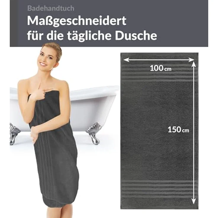 Lashuma Badetuch - XXL Handtuch London, Frottee (1-St), großes Badehandtuch - Duschtuch 100x150 cm für Damen & Herren – Bild 6