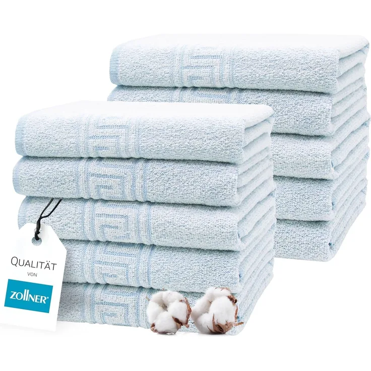 ZOLLNER 10er Set Handtücher, 70% Baumwolle, 30% Polyester, 50x100 cm, blau