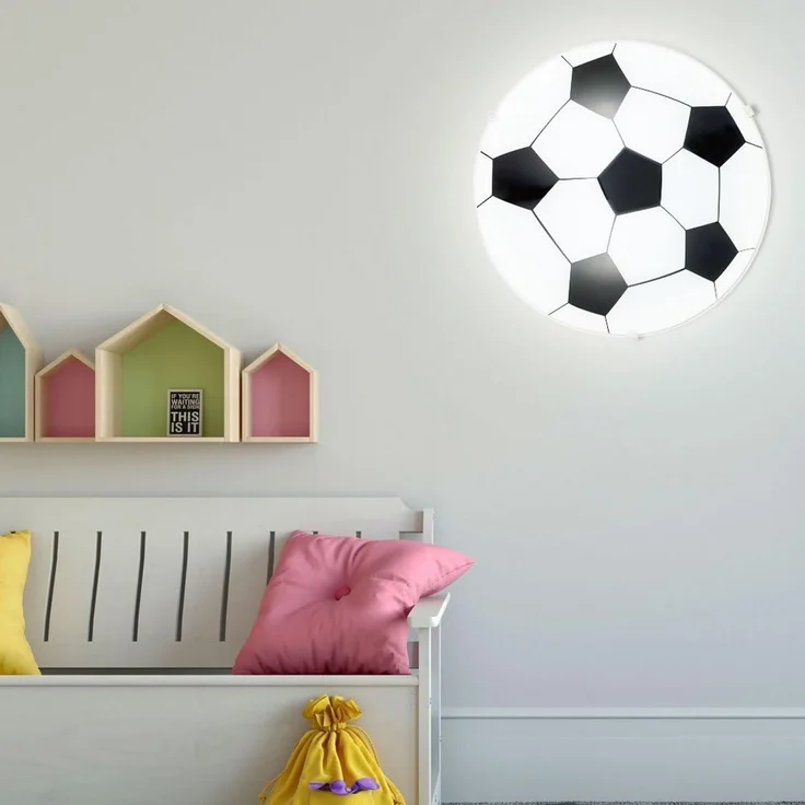 Smart Home RGB LED Deckenlampe, Fußball-Design, Glas, schwarz weiß, LEMMI – Bild 8