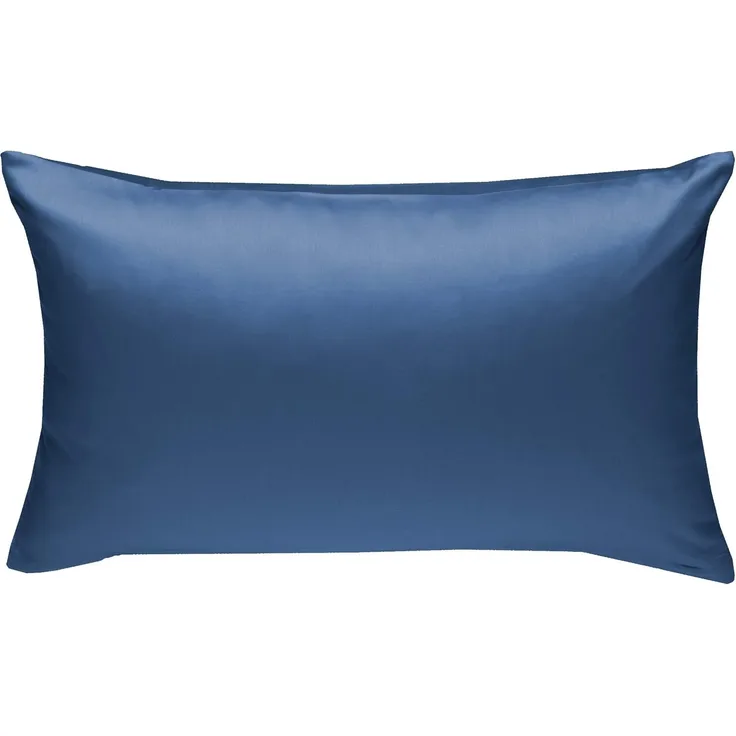Bettwaesche-mit-Stil Mako-Satin / Baumwollsatin Bettwäsche uni / einfarbig Jeans Blau Kissenbezug 40x60 cm