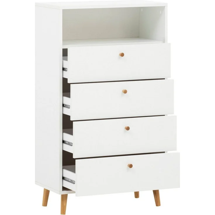 Schildmeyer Kommode Bjarne, Breite 60 cm, 4 Schubladen, Griffe und Möbelfüße aus Massivholz – Bild 2