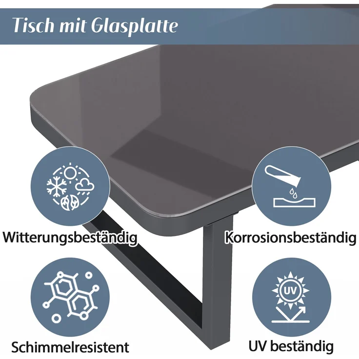 Merax Gartenmöbel-Set 6 Sitzer, Gartenlounge-Set Gartensofa mit Kissen und Tisch, Gartengarnitur Sofagarnitur Geflochten, Grau – Bild 6