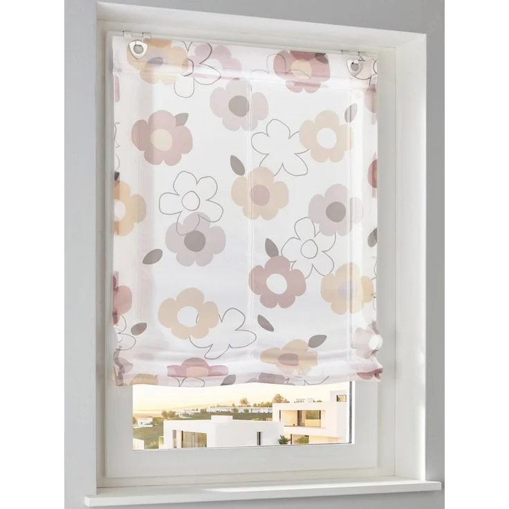 Rollo Raffrollo, heine, transparent, Ösen mit Fensterhaken – Bild 1