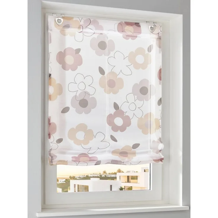 Rollo Raffrollo, heine, transparent, Ösen mit Fensterhaken
