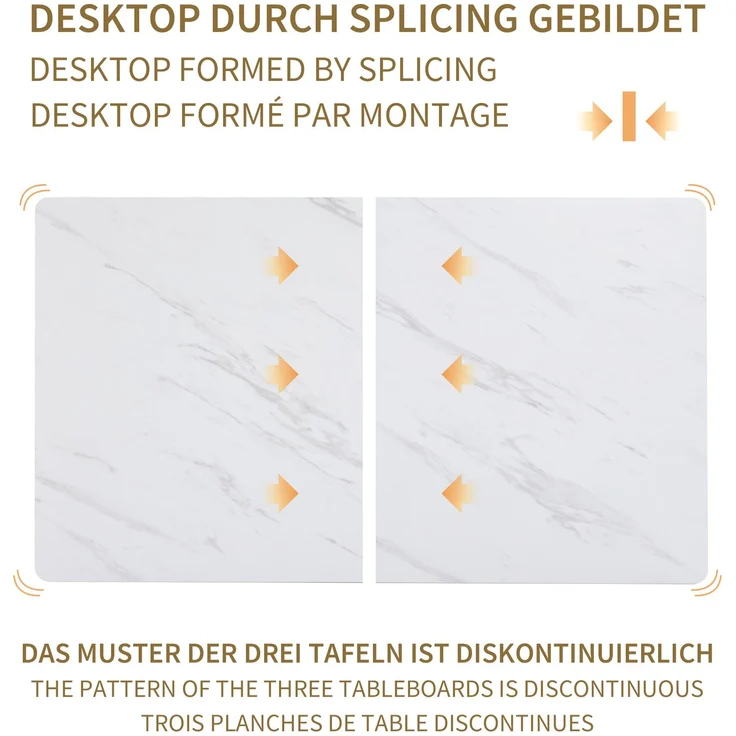 120x70cm Leichter Luxus Esstisch,(1-St), Gestell aus Metall Rechteckiger Esstisch aus Moderner Küchentisch mit Metallbeinen für Esszimmer Wohnzimmer,Golden Tischbeine – Bild 3