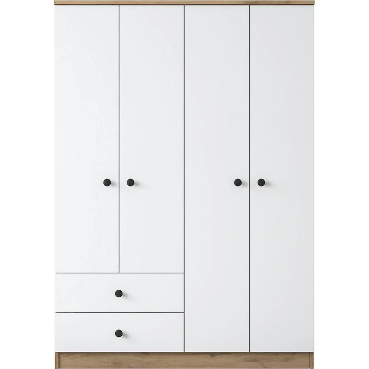 Dmora Großer Kleiderschrank Acanto, Schlafzimmermöbel, Schrank, Garderobe, 120x43 h170 cm, Walnuss und Weiß – Bild 1
