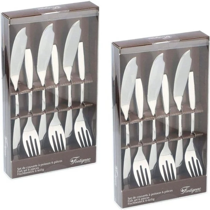 HAC24 Fischbesteck Edelstahl Fischbesteck Fischgabel Fischmesser (12-tlg), 6 Personen, Edelstahl, 12 teilig für 6 Personen – Bild 2