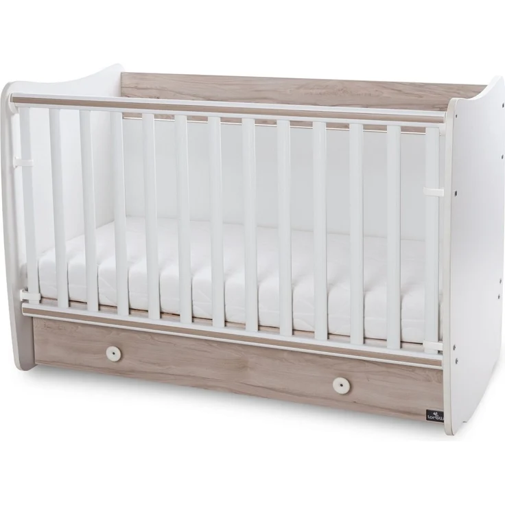 Lorelli Babybett Dream 70 x 140 cm umbaubar Kinderbett Schaukelbett Schreibtisch weiß braun – Bild 2