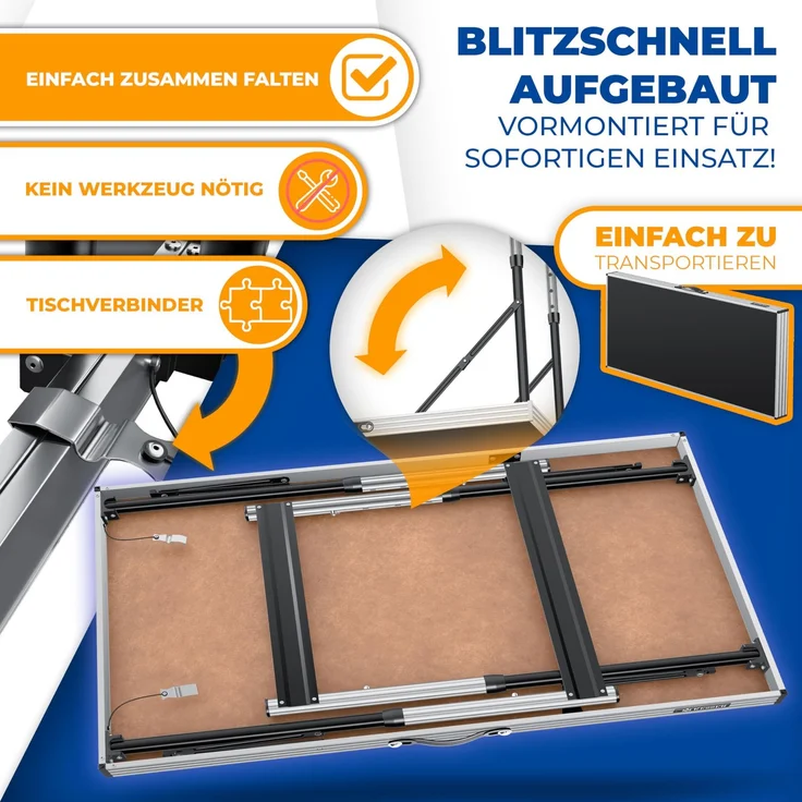 KESSER® Multifunktionstisch Profi 3- teilig, 100 x 60 cm, Tapeziertisch 30kg Tragkraft je Tisch Mit Ausziehfunktion Klapptisch Flohmarktisch Beistelltisch Mehrzwecktisch Campingtisch höhenverstellbar Schwarz – Bild 3