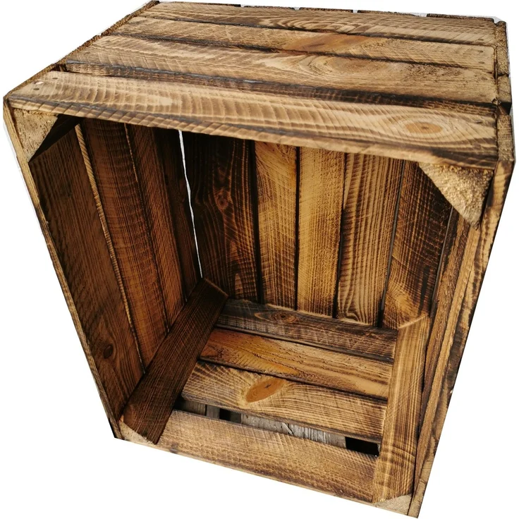 Obstkisten Weinkisten Kisten Holz shabby Vintage Geflammt 50 x 40 x 30cm 3 X – Bild 4