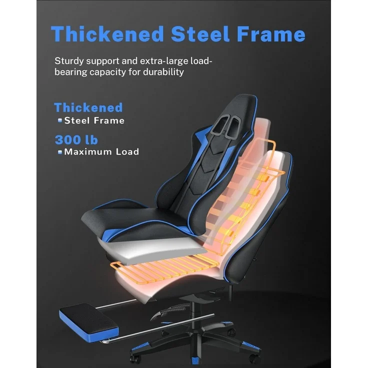 BIGZZIA Bürostuhl Gaming Stuhl mit Fußstütze - Gamer Stühle Ergonomisch mit Lendenkissen, Kopfstütze Gaming Chair Höhenverstellbar Computerstuhl – Bild 3