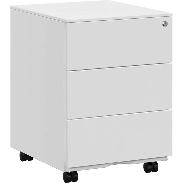 Songmics Rollcontainer, Metallschrank, mobiler Aktenschrank, Druckertisch, abschließbar, 3 Schubladen, Schreibtisch, Unterschrank, vormontiert, Büro, Homeoffice, 45 x 39 x 55 cm, weiß OFC63WT