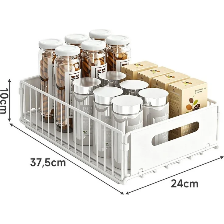 OSTWOLKE Küchenorganizer-Set Teleskopschublade, Faltbare Ausziehbarer Schrank Organizer, Kein Bohren Pull Out Cabinet organizer, Küchenschrank Organizer – Bild 2