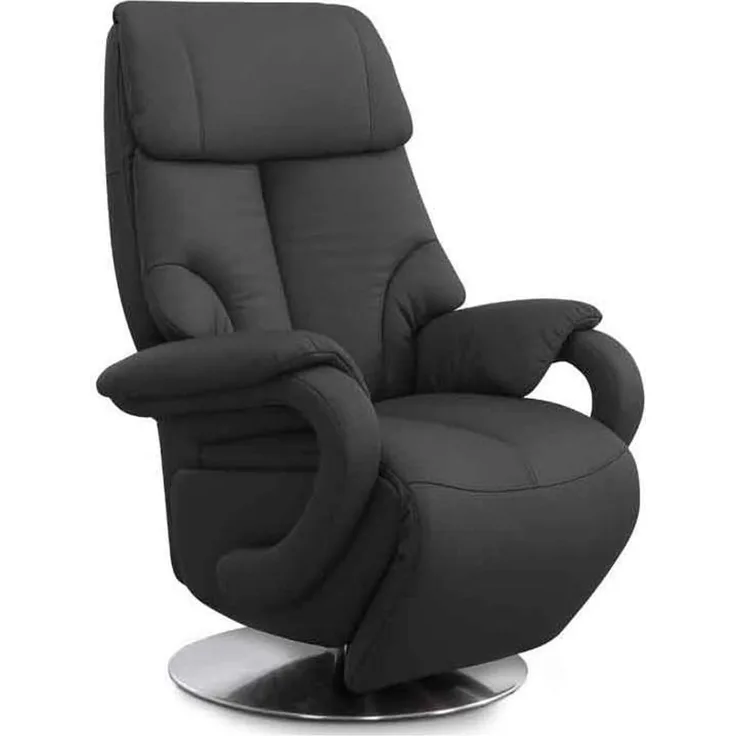 CAVADORE Leder-Sessel Istanbul / Fernsehsessel mit manuell verstellbarer Relaxfunktion / 80 x 115 x 79 / Echtleder: Schwarz