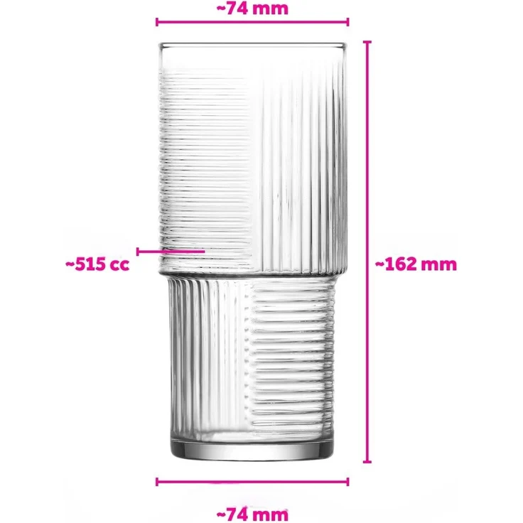 Hermia Concept 'LV-HLN386F' Gläser-Set (6-teilig), Transparent, 7,4 x 7,4 x 16,2 cm, 515 ml – Bild 6