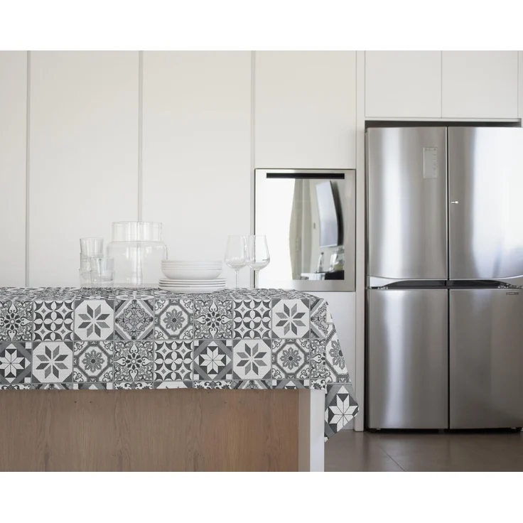 GEMITEX Traditionelle Tischdecke, Plüsch, gewachst, wasserdicht und schmutzabweisend, Dekor 4126 Majolika grau, ideal für rechteckige Tische für 10/12 Personen, 140x240 cm, hergestellt in Italien, – Bild 1