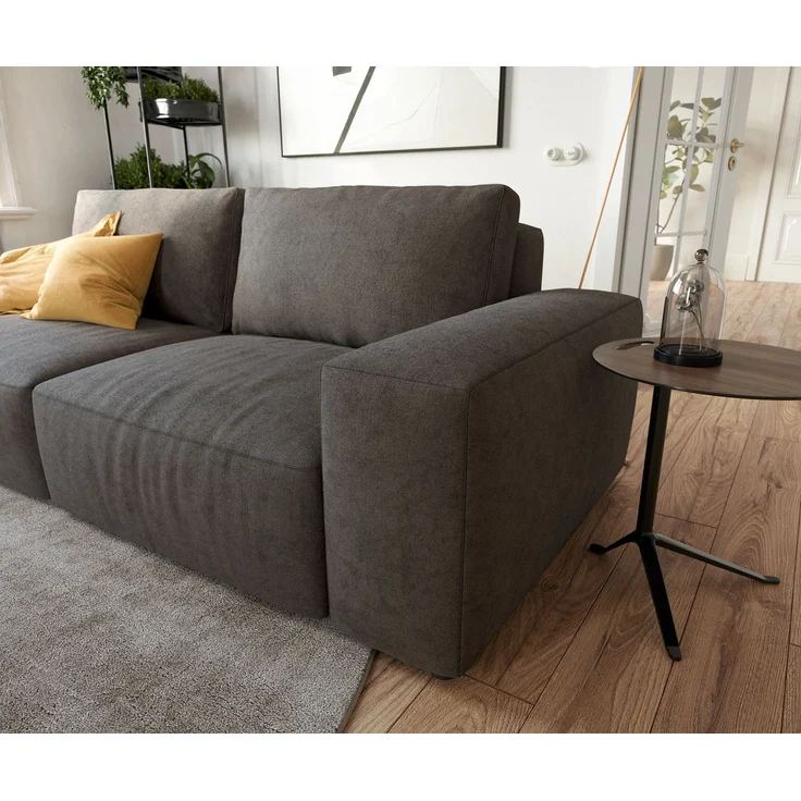 Big-Sofa Lanzo 230x95 cm Mikrofaser Khakibraun mit Hocker – Bild 4