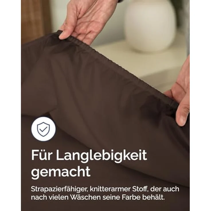 Spannbettlaken 80x200 cm Braun - 30cm (12") Tiefe Tasche - Premium Mikrofaser Spannbetttuch - Weich, Knitter- und Bügelfrei - Atmungsaktiv, Hypoallergen und Oeko-TEX Standard 100 Zertifiziert – Bild 6