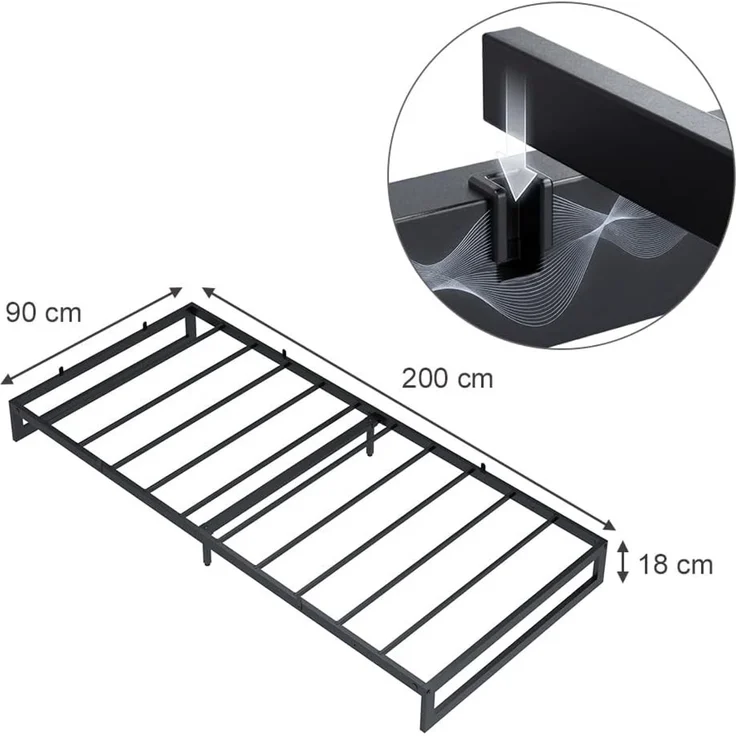 Bettgestell Lenora Schwarz 90x200 Vitalispa – Bild 3