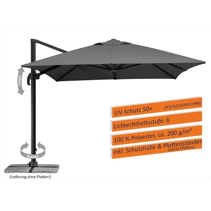 Schneider Schirme Ampelschirm, Rhodos Grande, anthrazit, 4x3 m – Bild 1