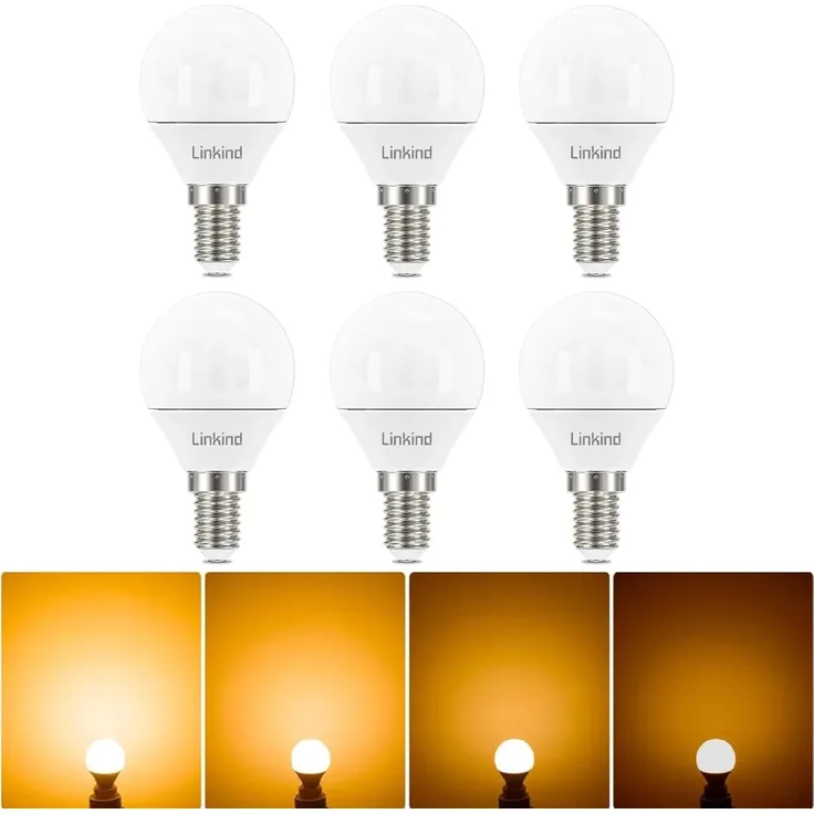 Linkind E14 Dimmbar 4.5W Golf P45/G45 Lampe, ersetzt 40 Watt, 2700K Warmweiß E14 LED mit 470Lm Helligkeit, dimmbar E14 Energiesparlampe, 6 Stück