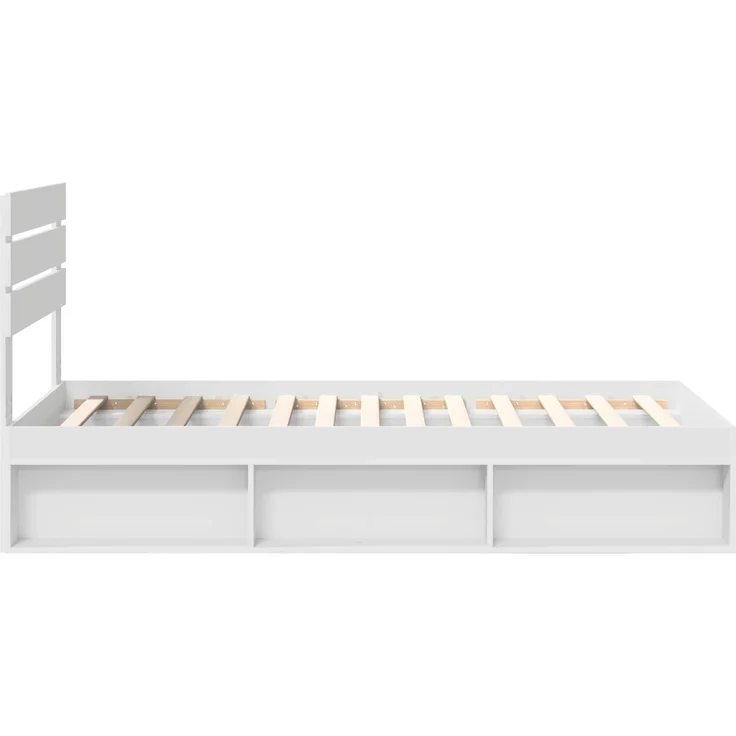 vidaXL Bettrahmen mit Kopfteil Weiß 90 x 190 cm Massives Kiefernholz 3411463 – Bild 7