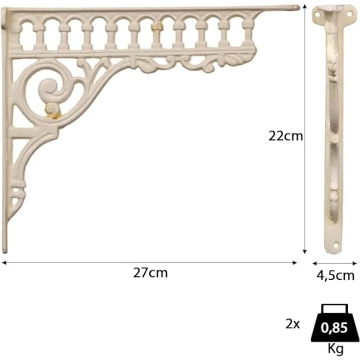 Moritz Wandregalhalter 2er Set Regalwinkel 23 x 27,5 cm Regalträger, Regalträger Regalwinkel Regalhalterung Wandregal Regal Kommode – Bild 2