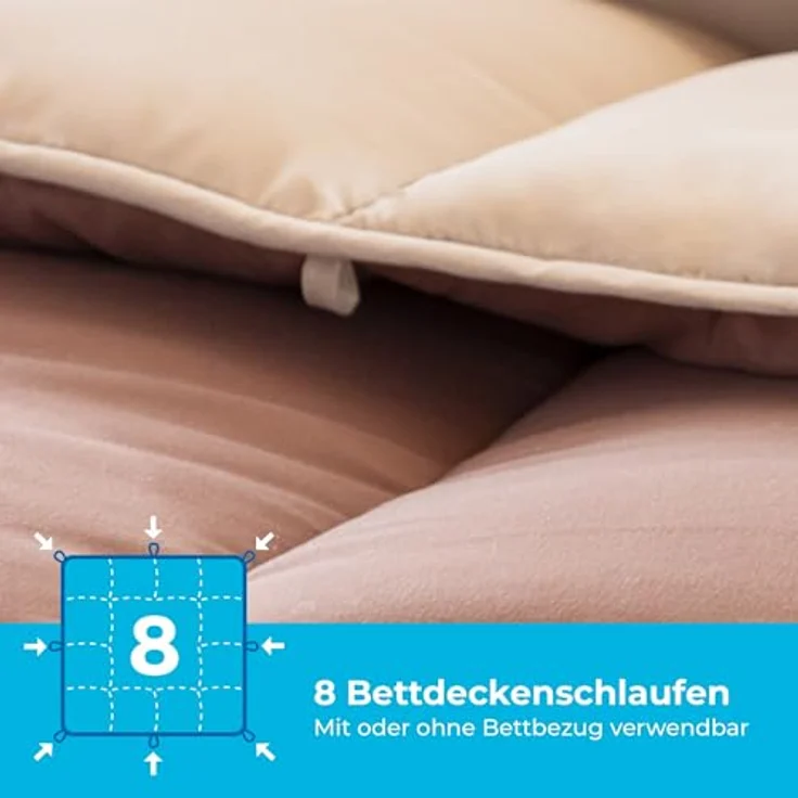 Linenspa 4 Jahreszeiten Bettdecke aus Microfaser – Ganzjahresdecke – Ultraweich – Steppdecke 220x240 cm, Beige / Braun – Bild 5