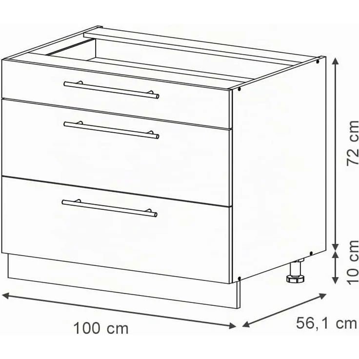 Küchenunterschrank Fame-Line Goldkraft Eiche/Weiß 100 cm, AP Eiche Vicco – Bild 3