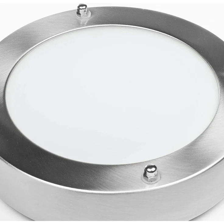 Moderne 12 Watt LED Deckenleuchte fürs Bad aus gebürstetem Stahl & Glas, IP44 – Bild 3