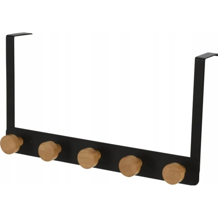 Storage Solutions Türhaken schwarz Metall 5 Holzgriffe 33 5 cm (Category: morelenet Haus & Garten Ausstattung & Dekoration Garderobenhaken Garderobenhaken)