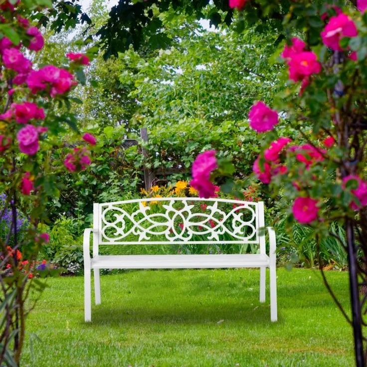 Vintage Gartenbank in Weiß – Bild 5