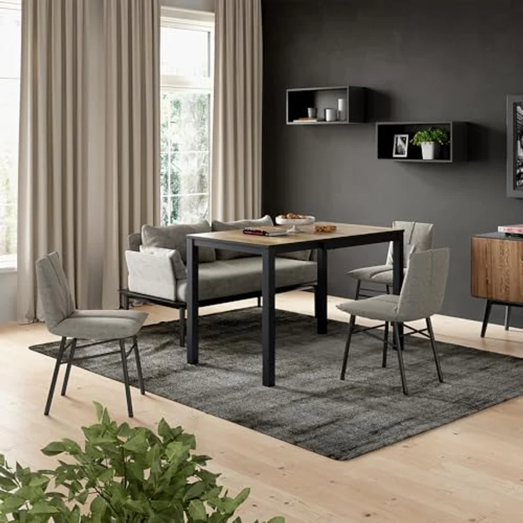 Esstisch Granny Eiche rustikal/Anthrazit 120 x 70 cm ausziehbar Vicco – Bild 3