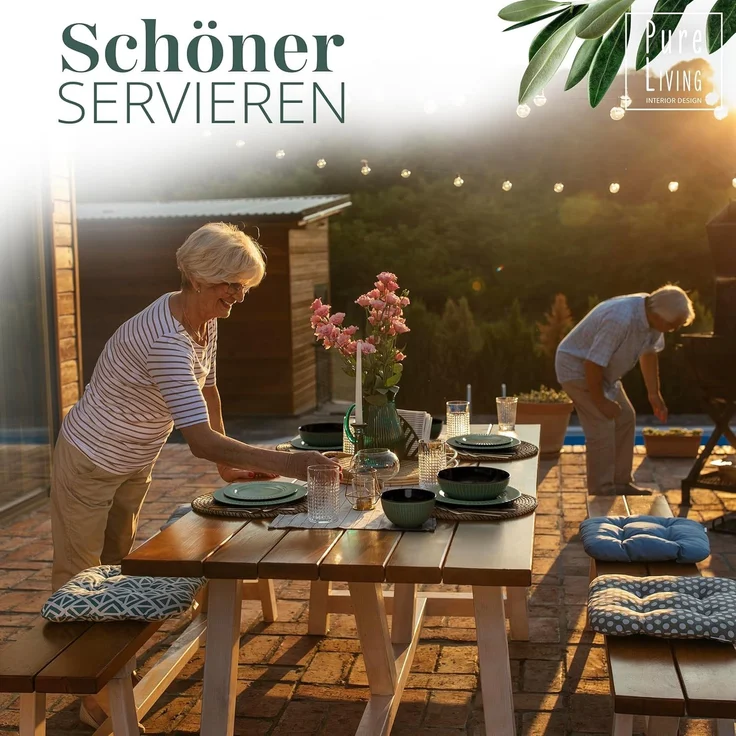 Steingut Geschirrset 6 Pers. Tokyo 24-tlg Hochwertiges Asia-Style TEST SEHR GUT Steingut Geschirr Set - Schüssel- und Teller Set - Tafelservice 6 Personen Geschirrsets Pure Living in Grün – Bild 7