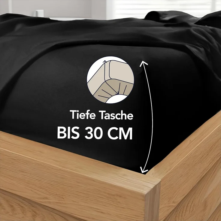 Dreamzie - Spannbettlaken 90x200 cm | Mikrofaser Weich – Für Dicke Matratzen – Oeko-Tex | Komfort, Atmungsaktivität, Pflegeleicht – Schwarz – Bild 2